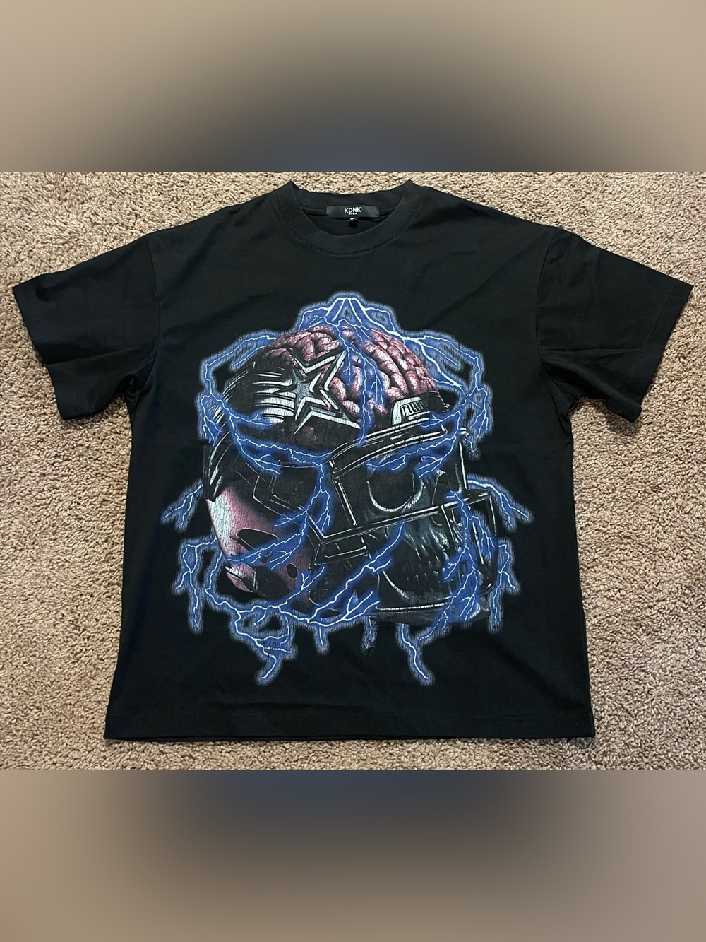 KDNK Black Graphic Skull & Brain Tee NWOT